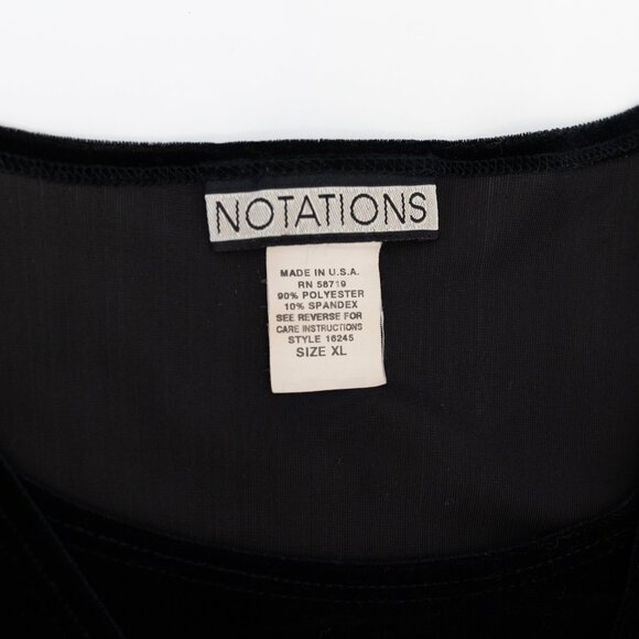 Vintage Notations Black Velvet Twin Top XL Retro Gothic Witchy Vampy Office - Picture 5 of 12